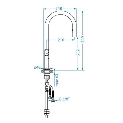 ALVEUS 1150908 - Hane m. udtrækkelig sprayer SWAN 44,9 cm sort