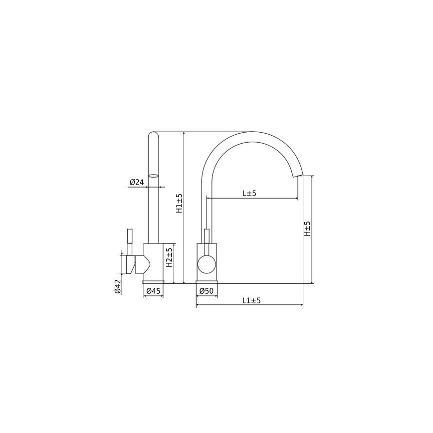 ALVEUS ES3508A - Hane VIOLA 36,7 cm børstet stål