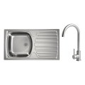ALVEUS - Køkkenvask BASIC 78x43,5 cm i rustfrit stål med satinfinish + køkkenarmatur VIOLA 36,7 cm i børstet rustfrit stål