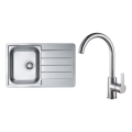 ALVEUS SET0026 - Køkkenvask LINE 79x50 cm + Køkkenarmatur TONIA 29,5 cm satin/blank krom