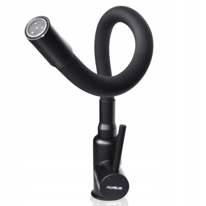 ALVEUS SETA23197 - Køkkenvask CADIT 59 x 50 cm + køkkenarmatur med fleksibelt udtræk MINTAS 34 cm granit/mat sort