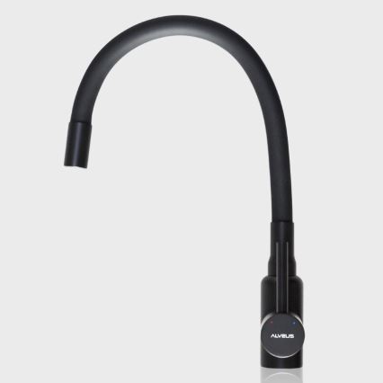 ALVEUS SETA23197 - Køkkenvask CADIT 59 x 50 cm + køkkenarmatur med fleksibelt udtræk MINTAS 34 cm granit/mat sort