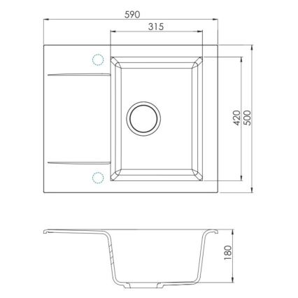 ALVEUS SETA23197 - Køkkenvask CADIT 59 x 50 cm + køkkenarmatur med fleksibelt udtræk MINTAS 34 cm granit/mat sort