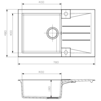 ALVEUS SETA23201 - Køkkenvask ROCK 78x48 cm + armatur med fleksibel tud MINTAS 34 cm granit/mat sort