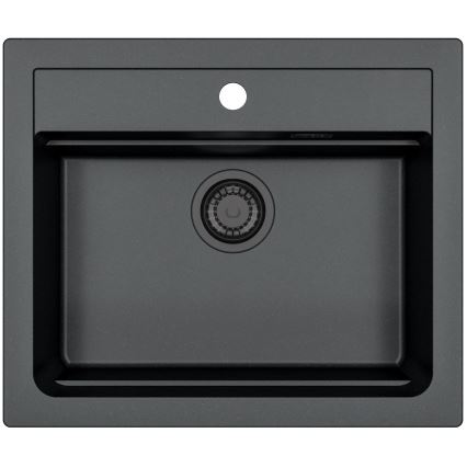 ALVEUS SETA23228 - Køkkenvask ATROX 59x50 cm + armatur med fleksibelt arm MINTAS 34 cm granit/mat sort