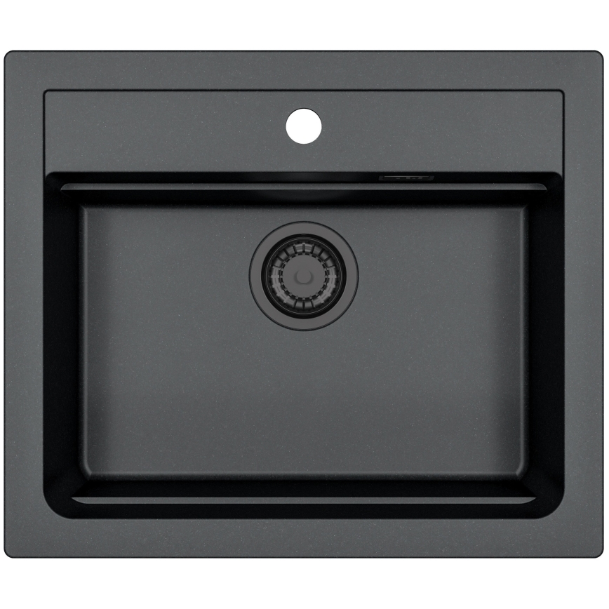 ALVEUS SETA23228 - Køkkenvask ATROX 59x50 cm + armatur med fleksibelt arm MINTAS 34 cm granit/mat sort