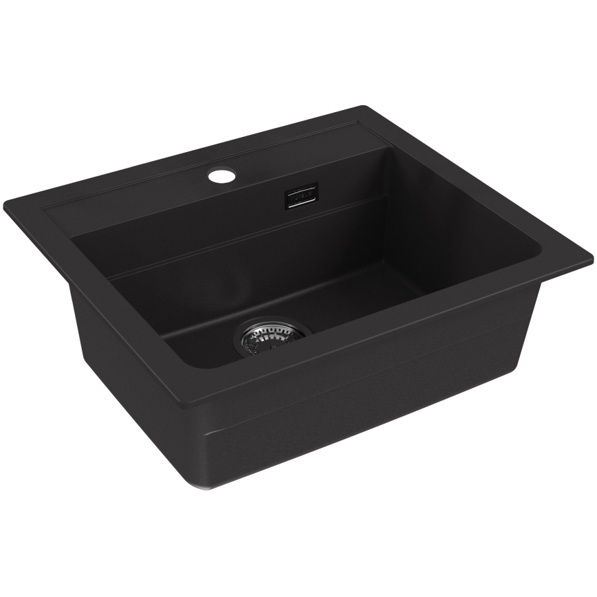 ALVEUS SETA23228 - Køkkenvask ATROX 59x50 cm + armatur med fleksibelt arm MINTAS 34 cm granit/mat sort