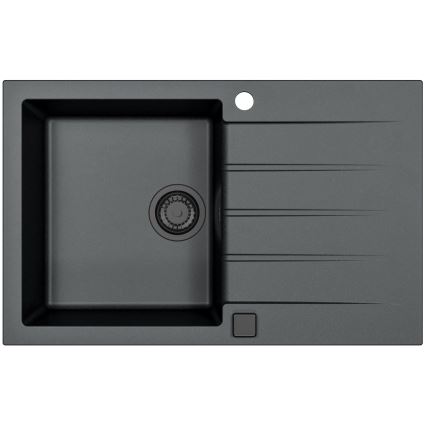 ALVEUS SETA23231 - Køkkenvask CADIT 79x50 cm + armatur med fleksibelt udtræk MINTAS 34 cm granit/mat sort