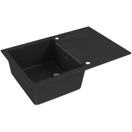 ALVEUS SETA23231 - Køkkenvask CADIT 79x50 cm + armatur med fleksibelt udtræk MINTAS 34 cm granit/mat sort