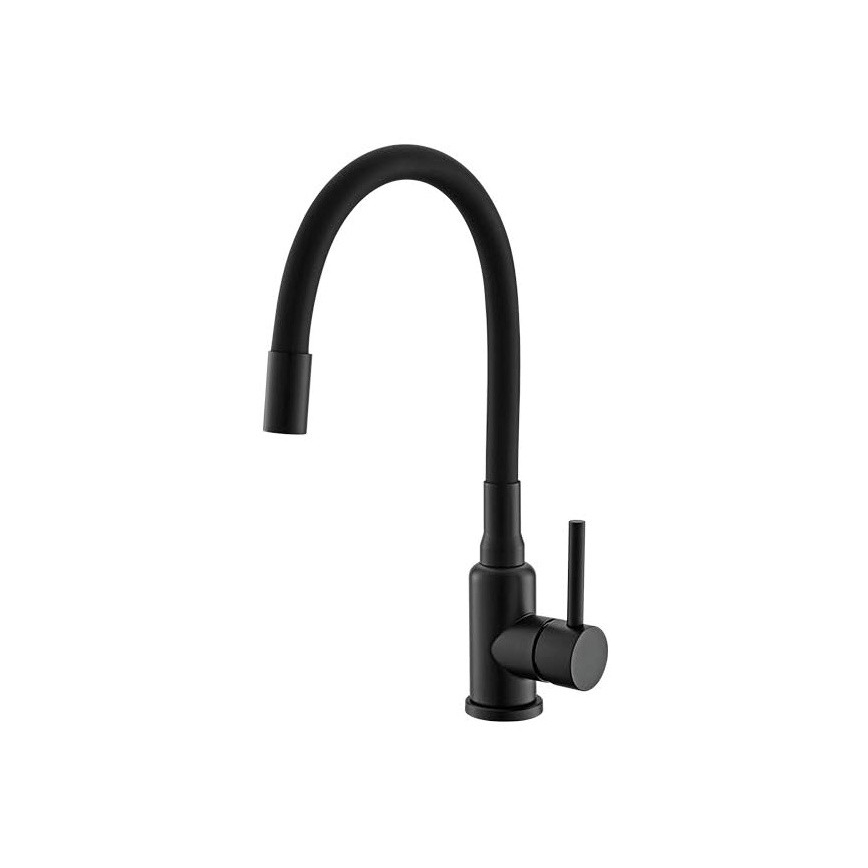 ALVEUS SETA23231 - Køkkenvask CADIT 79x50 cm + armatur med fleksibelt udtræk MINTAS 34 cm granit/mat sort
