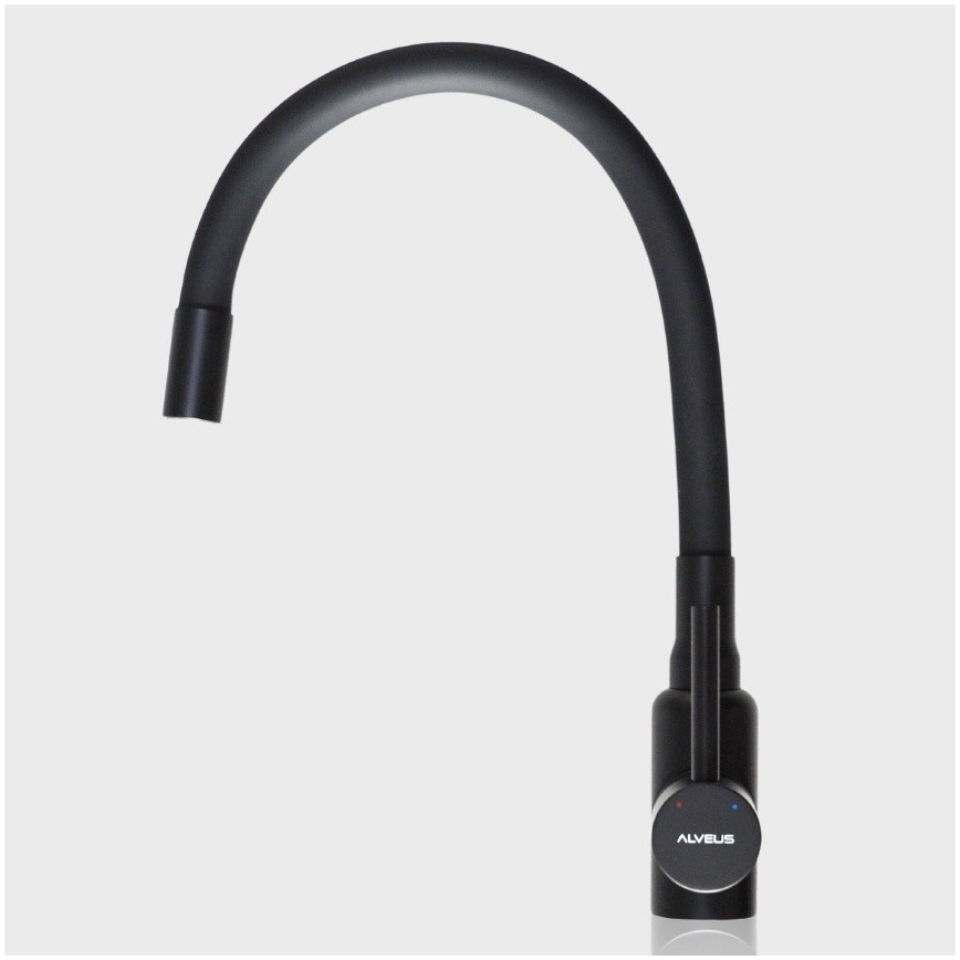 ALVEUS SETA23231 - Køkkenvask CADIT 79x50 cm + armatur med fleksibelt udtræk MINTAS 34 cm granit/mat sort