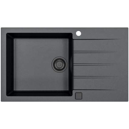 ALVEUS SETA23232 - Køkkenvask CADIT 86x50 cm + armatur med fleksibelt udtræk MINTAS 34 cm granit/mat sort