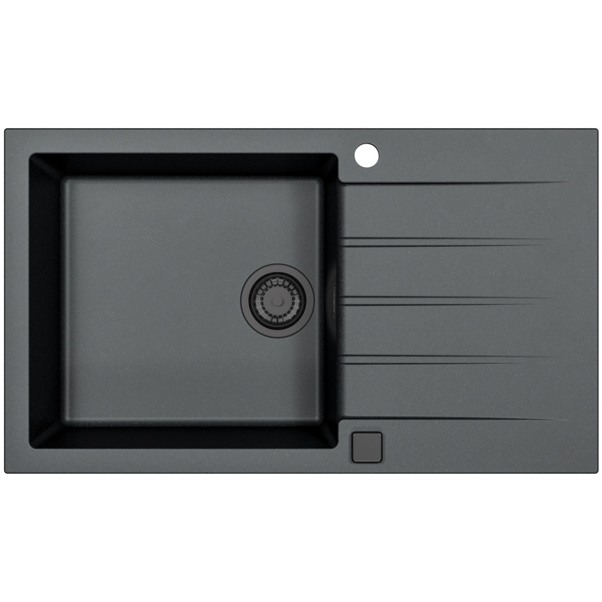 ALVEUS SETA23232 - Køkkenvask CADIT 86x50 cm + armatur med fleksibelt udtræk MINTAS 34 cm granit/mat sort