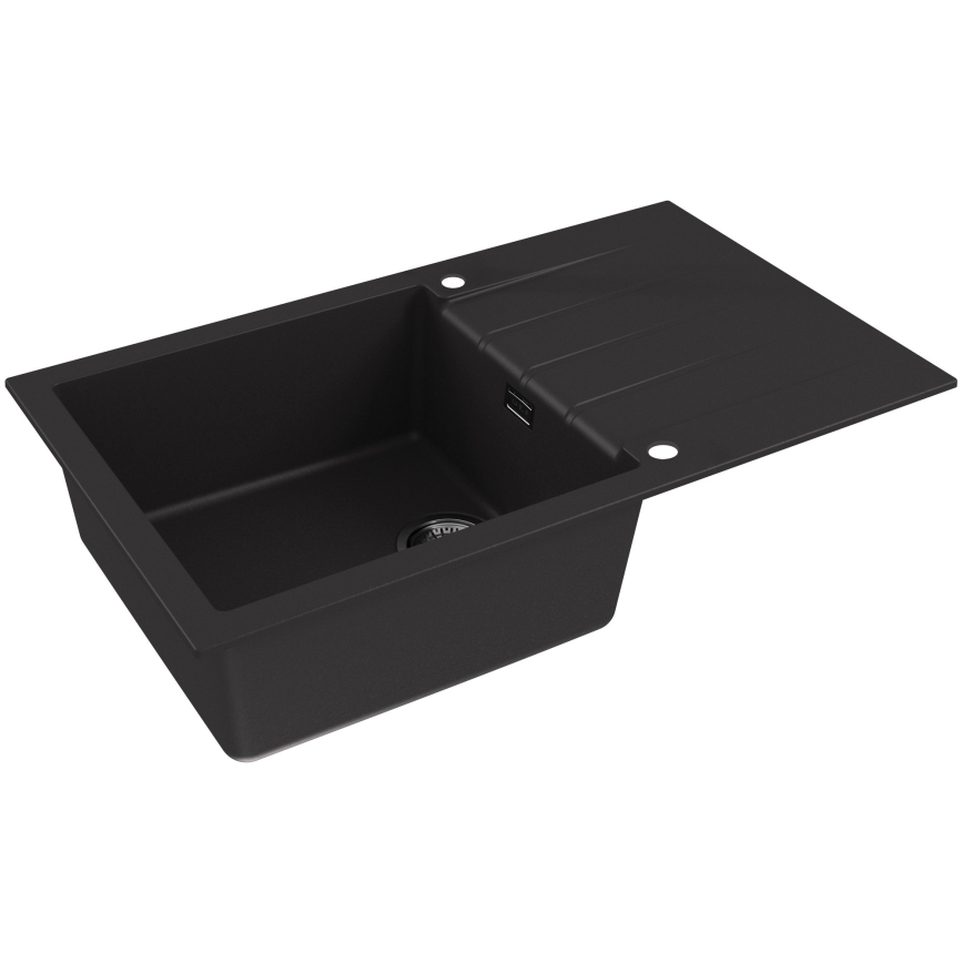 ALVEUS SETA23232 - Køkkenvask CADIT 86x50 cm + armatur med fleksibelt udtræk MINTAS 34 cm granit/mat sort