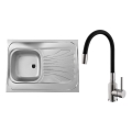 ALVEUS SETA24019 - Køkkenvask CLASSIC 80 x 60 cm + køkkenarmatur med fleksibel tud MINTAS 34 cm børstet rustfrit stål/sort