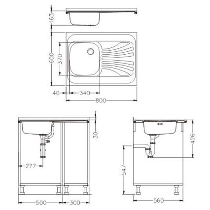 ALVEUS SETA24019 - Køkkenvask CLASSIC 80x60 cm + køkkenarmatur med fleksibel tud MINTAS 34 cm rustfrit stål/sort