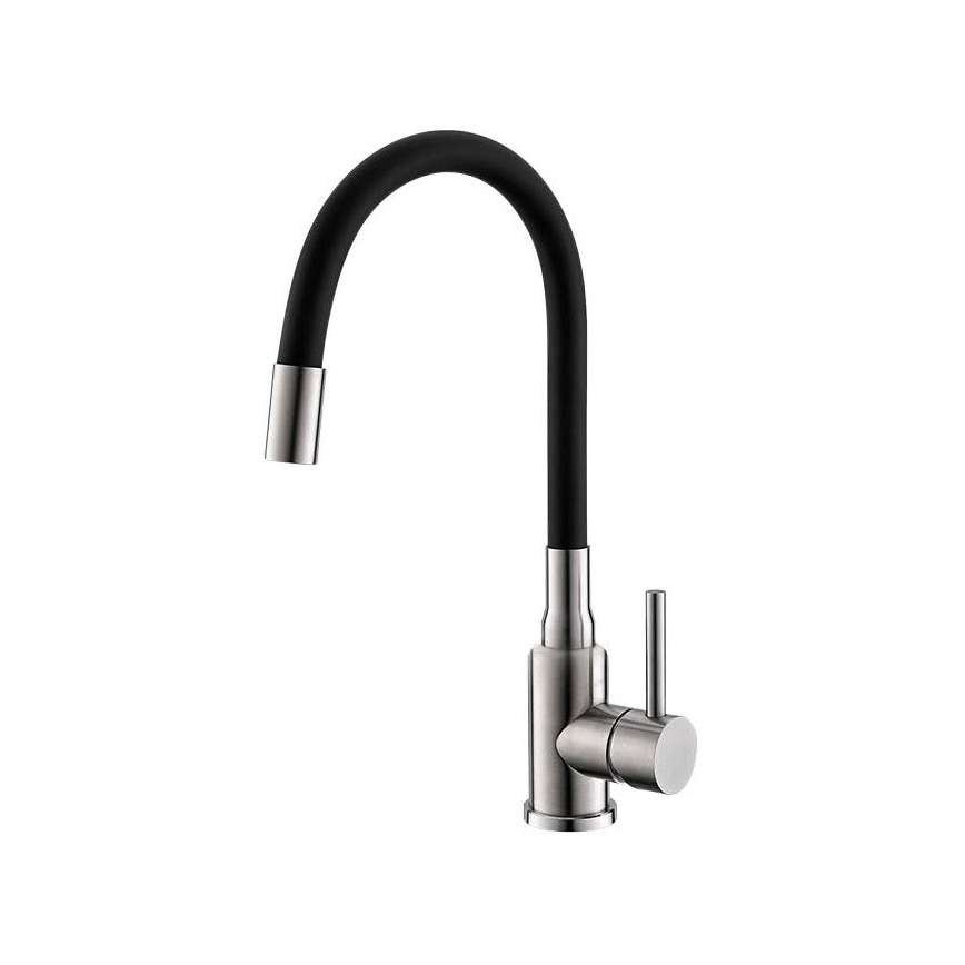 ALVEUS SETA24019 - Køkkenvask CLASSIC 80x60 cm + vandhane med fleksibelt udløb MINTAS 34 cm børstet rustfrit stål/sort