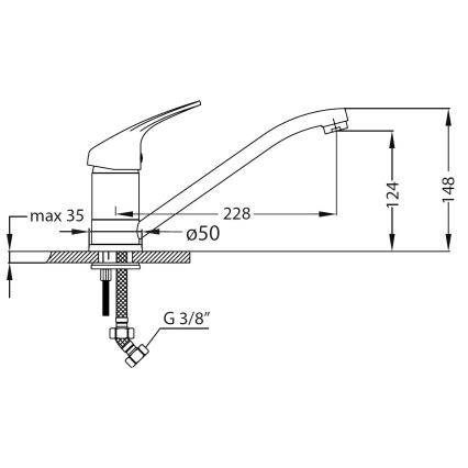 ALVEUS SETA259 - Køkkenvask BASIC 78x43,5 cm + køkkenarmatur RIVIERA 14,8 cm satin/blank krom