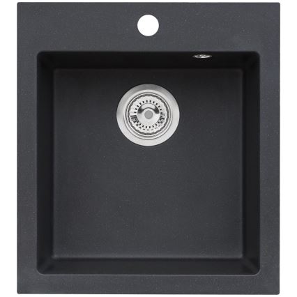 ALVEUS SETA737 - Køkkenvask CORTINA 50x45 cm + Bordvaskebatteri med fleksibel tud TONIA 29,5 cm granit/mat sort