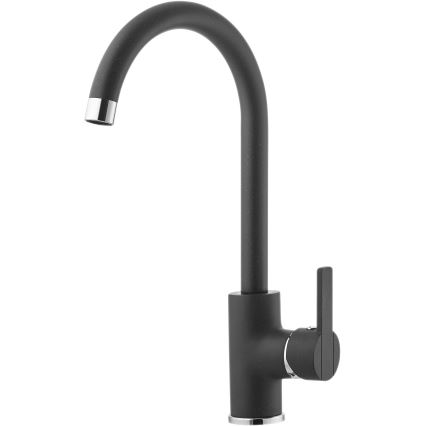 ALVEUS SETA737 - Køkkenvask CORTINA 50x45 cm + Bordvaskebatteri med fleksibel tud TONIA 29,5 cm granit/mat sort