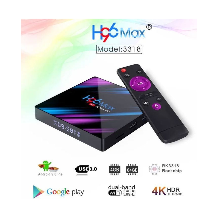 Android TV-boks SMART 4GB RAM 4K Wi-Fi + fjernbetjening