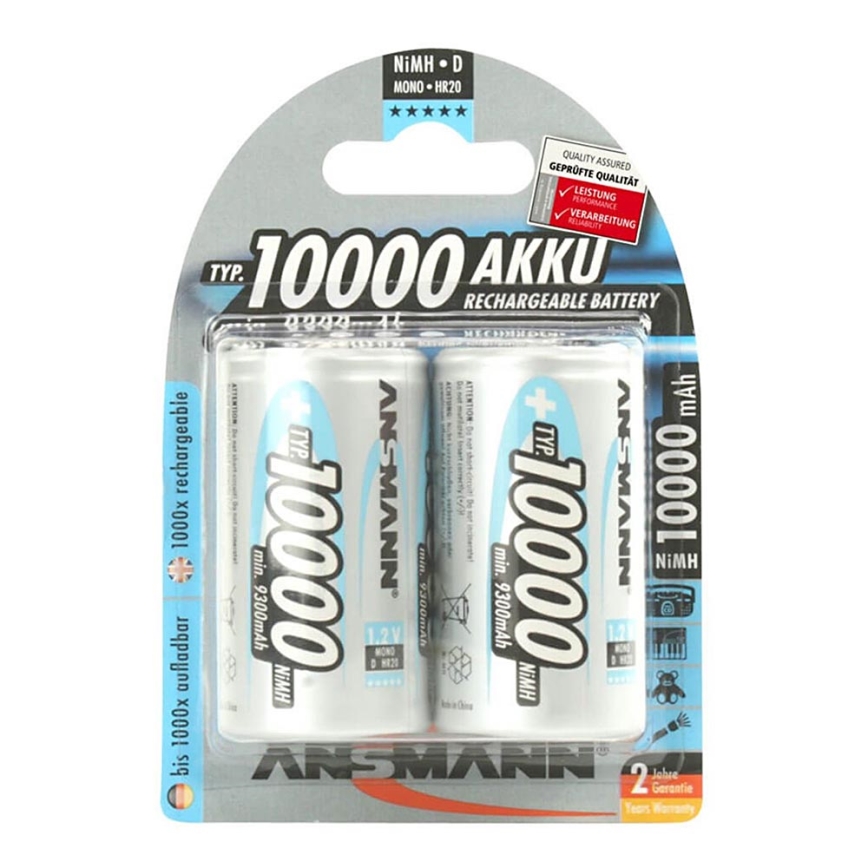 Ansmann 06549 Mono D -2 stk genopladelige batterier D NiMH/1,2V/1000mAh