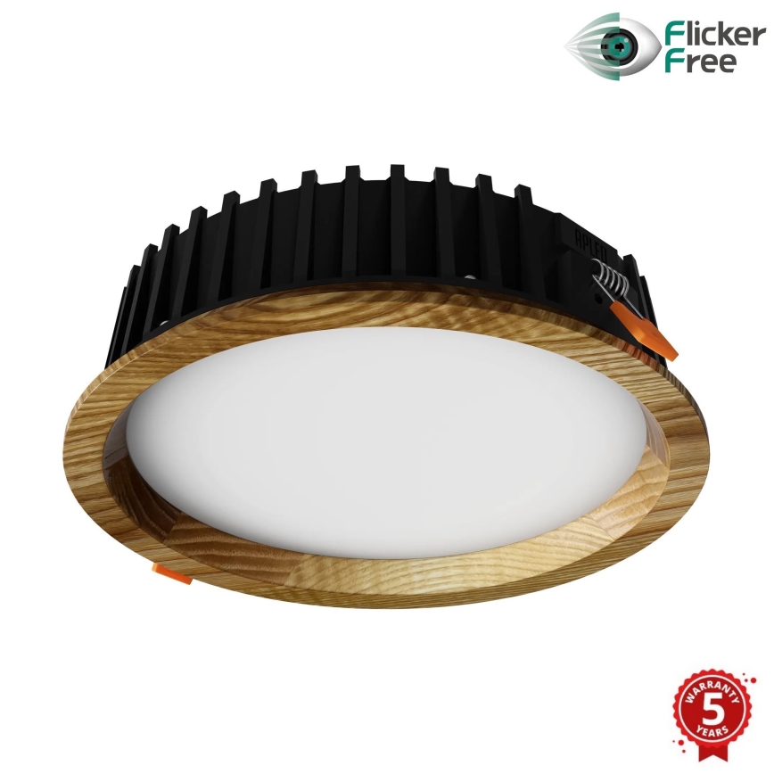 APLED - LED indbygningslampe RONDO WOODLINE LED/6W/230V 4000K diameter 15 cm aske massivt træ