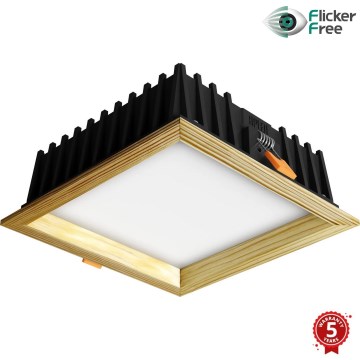 APLED - LED indbygningslampe SQUARE WOODLINE LED/12W/230V 4000K 17x17 cm fyrretræ massivt træ