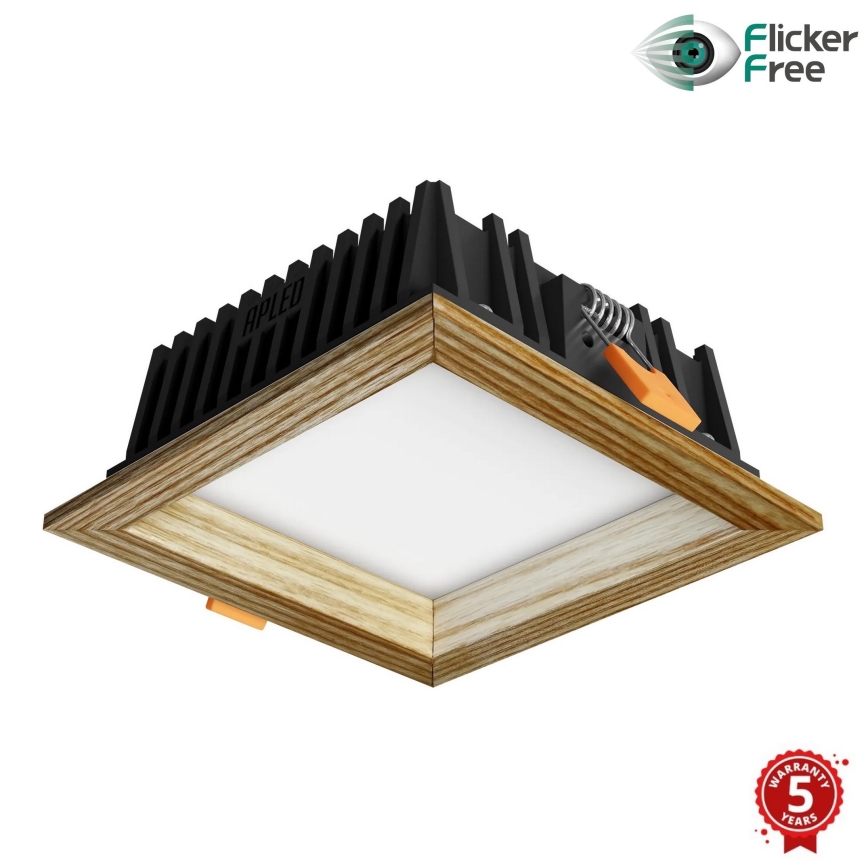 APLED - LED indbygningslampe SQUARE WOODLINE LED/6W/230V 3000K 12x12 cm aske massivt træ