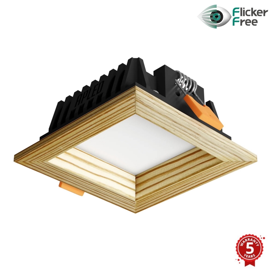 APLED - LED indbygningslampe SQUARE WOODLINE LED/6W/230V 3000K 12x12 cm fyrretræ massivt træ