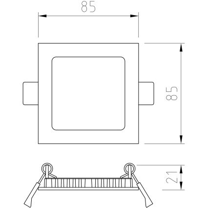 APLED - LED indbygningslampe til badeværelse SQUARE LED/3W/230V IP41 85x85 mm