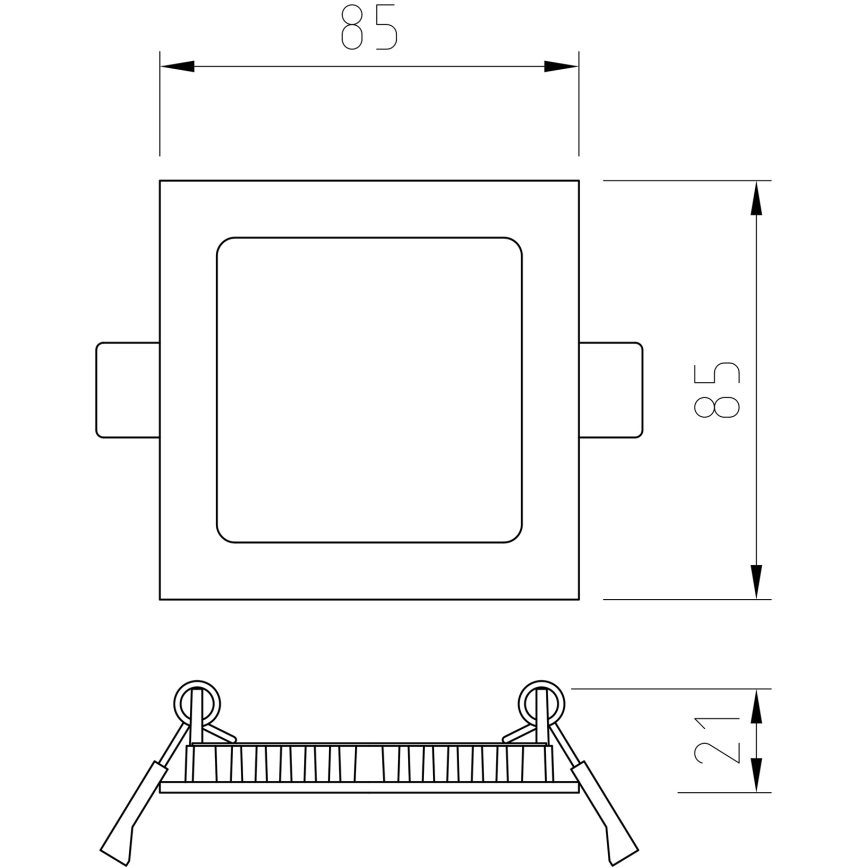 APLED - LED indbygningslampe til badeværelse SQUARE LED/3W/230V IP41 85x85 mm