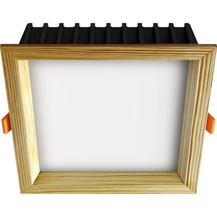 APLED - LED indbygningslampe SQUARE WOODLINE LED/12W/230V 3000K 17x17 cm fyrretræ massivt træ