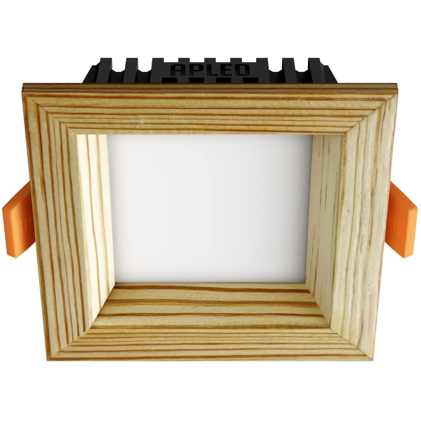APLED - LED indbygningslampe SQUARE WOODLINE LED/3W/230V 3000K 9x9 cm fyrretræ massivt træ