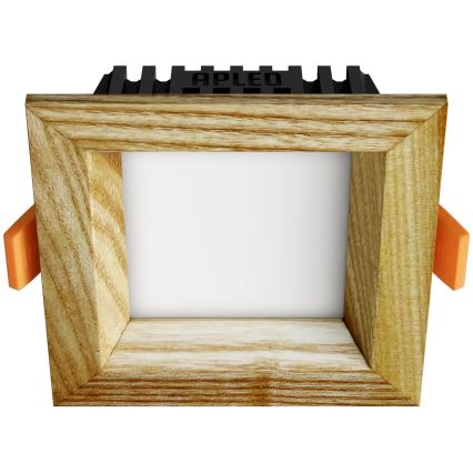 APLED - LED indbygningslampe SQUARE WOODLINE LED/3W/230V 4000K 9x9 cm aske massivt træ