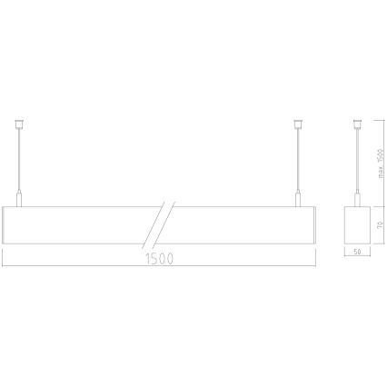 APLED - LED pendel LOOK LED/58W/230V 4000K 150 cm sølvfarvet