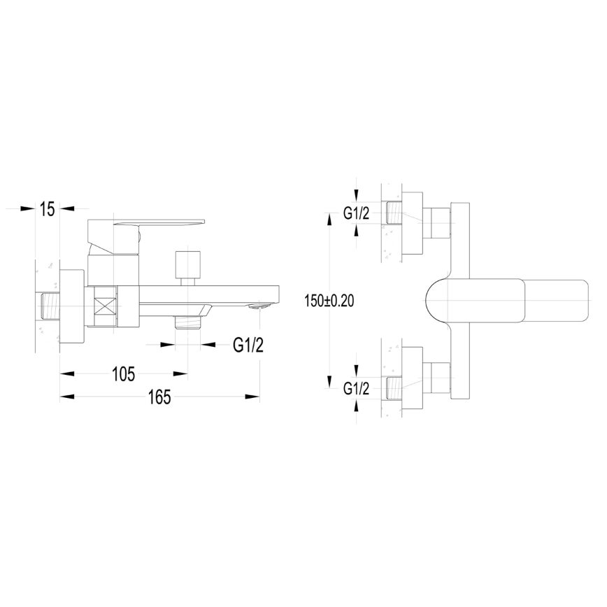 Aqualine - Badekararmatur DAPHNE i blank krom