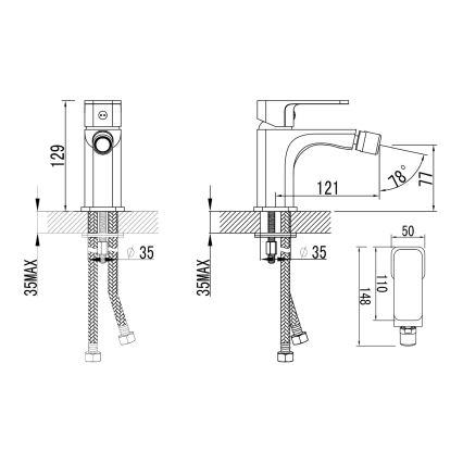 Aqualine - Bidethane FACTOR skinnende krom