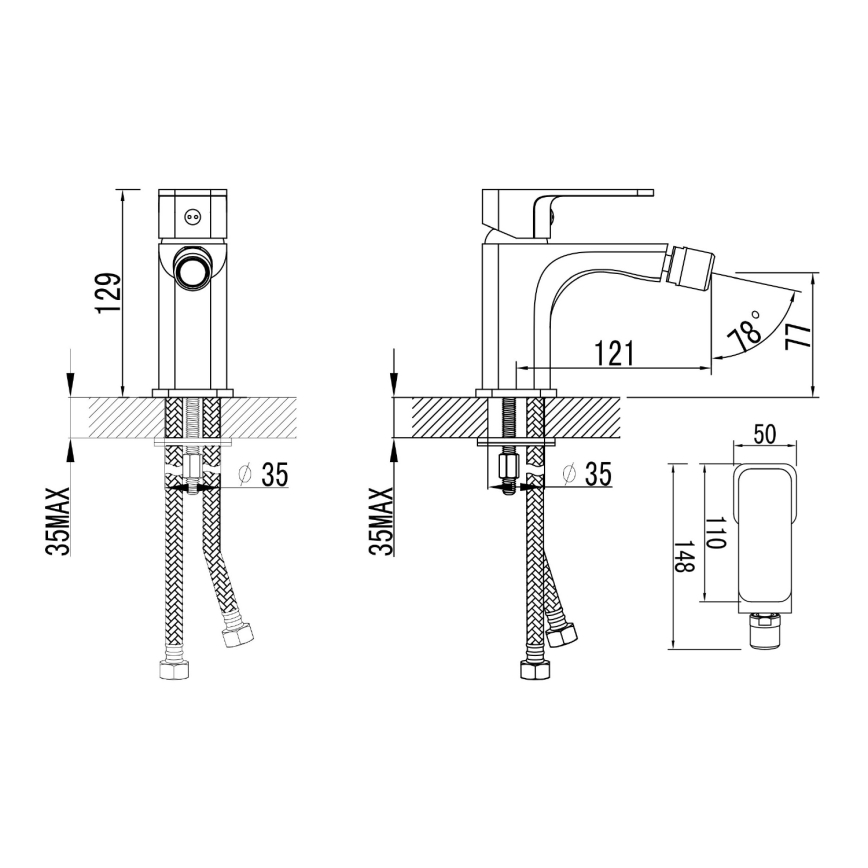 Aqualine - Bidethane FACTOR skinnende krom