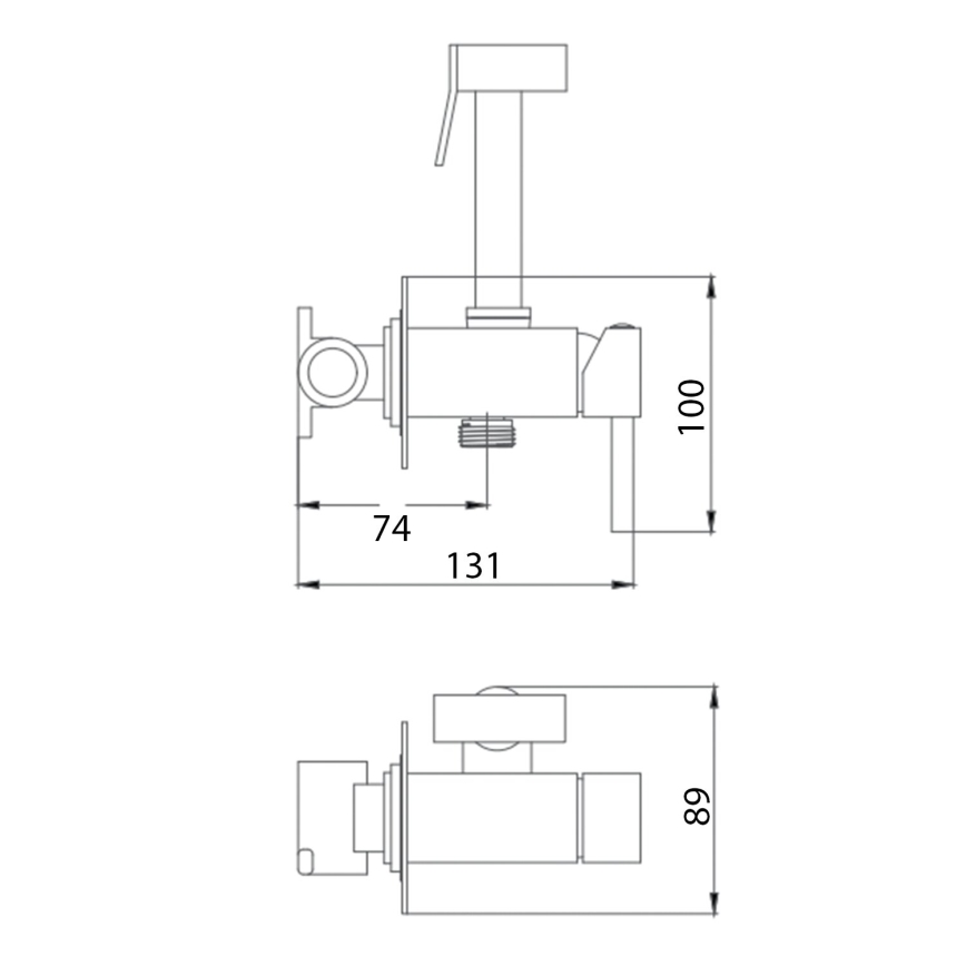 Aqualine - Bidethane med bruser til skjult installation mat sort