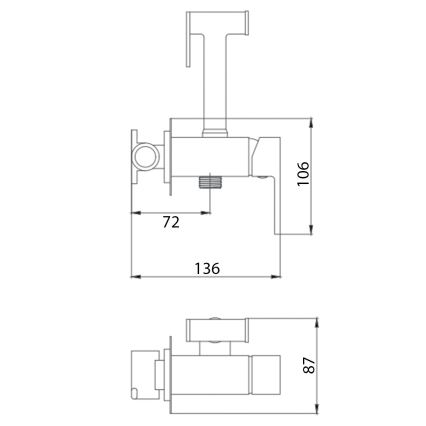 Aqualine - Bidethane med bruser til skjult installation skinnende krom