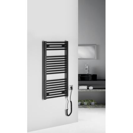 Aqualine - Elektrisk badeværelsesradiator DIRECT-E 300W/230V 96 cm mat sort lige