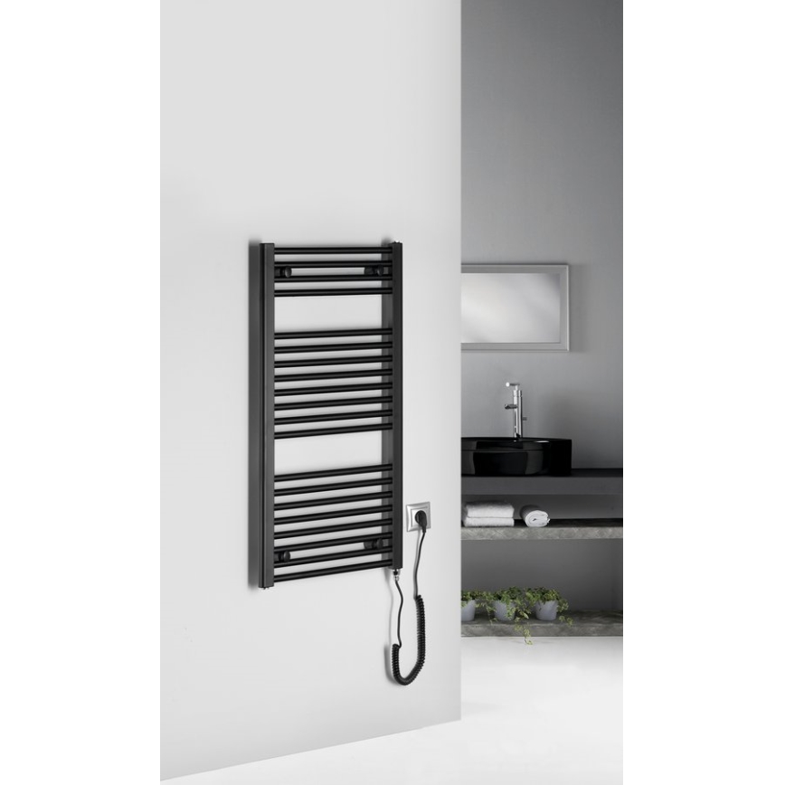 Aqualine - Elektrisk badeværelsesradiator DIRECT-E 300W/230V 96 cm mat sort lige