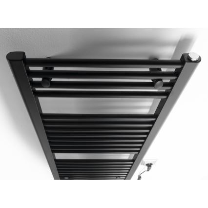 Aqualine - Elektrisk badeværelsesradiator DIRECT-E 300W/230V 96 cm mat sort lige