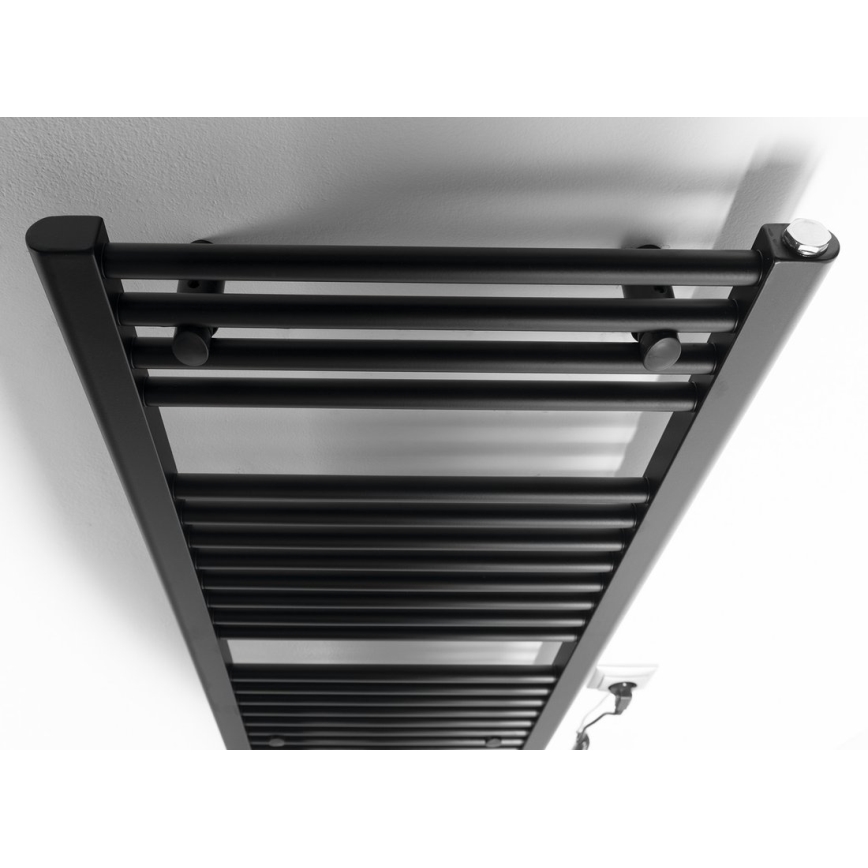 Aqualine - Elektrisk badeværelsesradiator DIRECT-E 300W/230V 96 cm mat sort lige