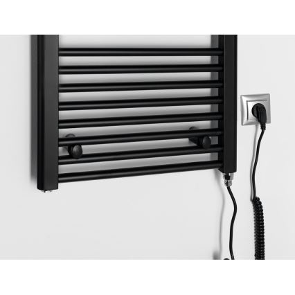 Aqualine - Elektrisk badeværelsesradiator DIRECT-E 300W/230V 96 cm mat sort lige