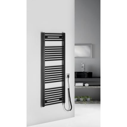 Aqualine - Elektrisk badeværelsesradiator DIRECT-E 400W/230V 132 cm mat sort lige