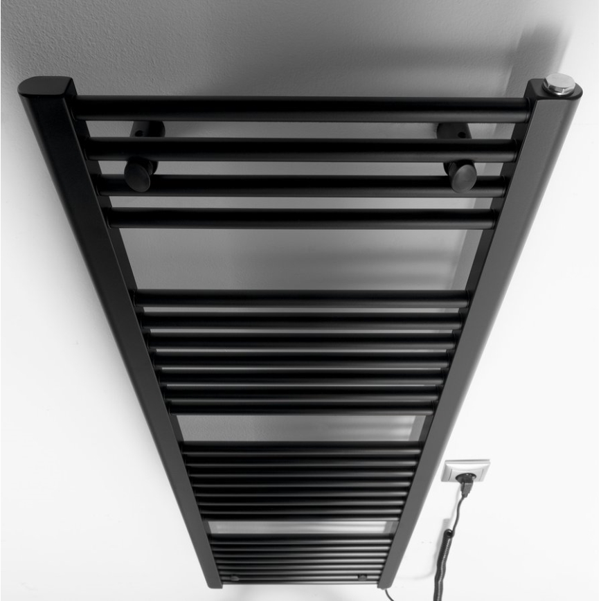 Aqualine - Elektrisk badeværelsesradiator DIRECT-E 400W/230V 132 cm mat sort lige