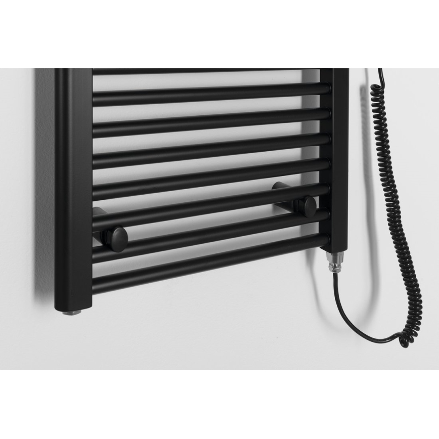 Aqualine - Elektrisk badeværelsesradiator DIRECT-E 400W/230V 132 cm mat sort lige