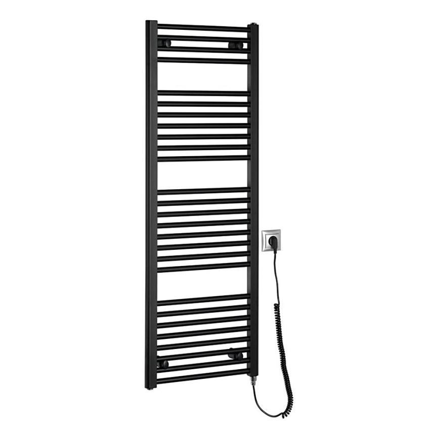 Aqualine - Elektrisk badeværelsesradiator DIRECT-E 400W/230V 132 cm mat sort lige